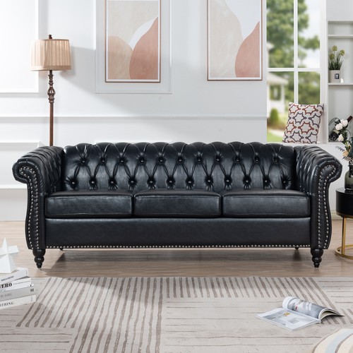 Black pu chesterfield - 84.65",