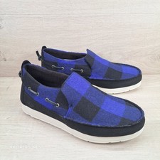 Sperry Moc-Sider Buffalo Slip-On Comfort Shoes Blue Plaid Wool Blend Mens UK8