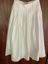 Zara ZW Collection Oyster White Box Pleat Midi Cotton Skirt Size XS BNWT