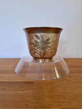Vintage Brass & Enamel Plant Pot Holder Indoor Plants Dried Flowers Home Decor