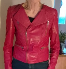 Zara red leather jacket women