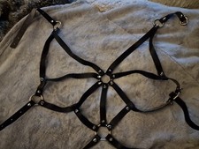 Black Silver PU Bullet Spike Metal Stud Halter Pentagram Gothic Harness 4 6  8