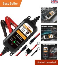 Compact 12V 800mA Smart Battery Charger - Automatic Maintenance for All Vehicles