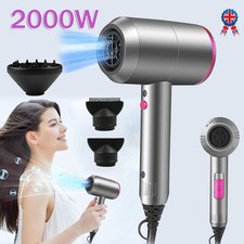 2000W Professional Hair Dryer Nozzle Concentrator Blower Pro UK Plug Heat Salon