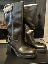 Pinko Leather Boots Black Women Size Eur 40 uk 6 sd0153p056 Biker Boots  