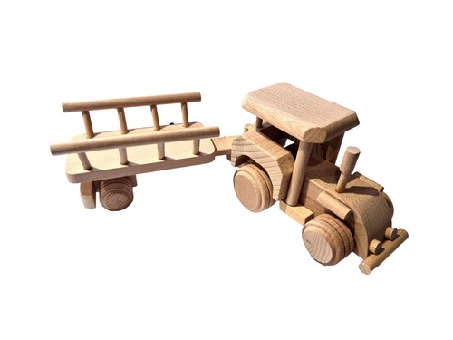 Solid pine wooden tractor and - pine,