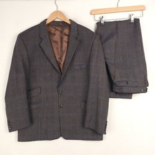 Holland & Sherry Mens 2PC Bespoke Suit Brown Reid & Taylor Check 42S | W34 L27