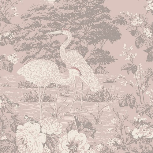Pink cranes wallpaper grey - cranes,