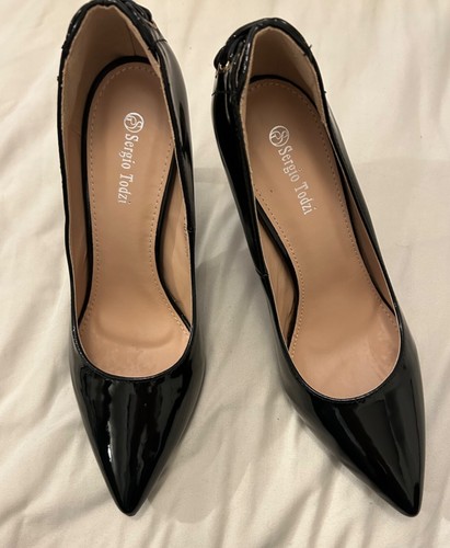 Shiny black stilettos - stilettos, sergio