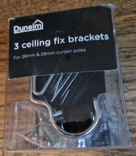 BNWOT Dunelm 3 ceiling fix brackets for 28mm & 29MM curtain poles