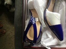 women's royal blue and acrylic