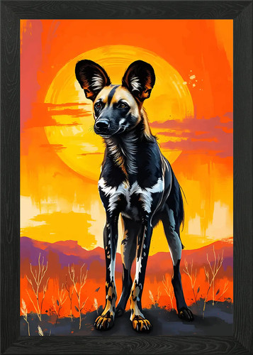 African wild dog sunset - african,