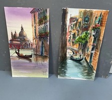 2 Prints - Venice Scenes Unframed Signed