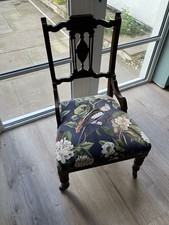 Two Beautiful Antique Chairs Upholstered With Colourful Velvet Fabric