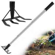 Small Garden Rake Tool, Hand Tiller Cultivator, Weed Remover Rakes Narrow for...