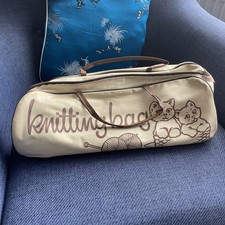 Vintage Knitting Needle/wool Bag cats design