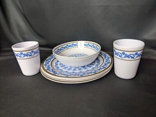 Patterned picnic ware blue - patterned, &