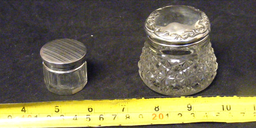 Two silver topped crystal - two,