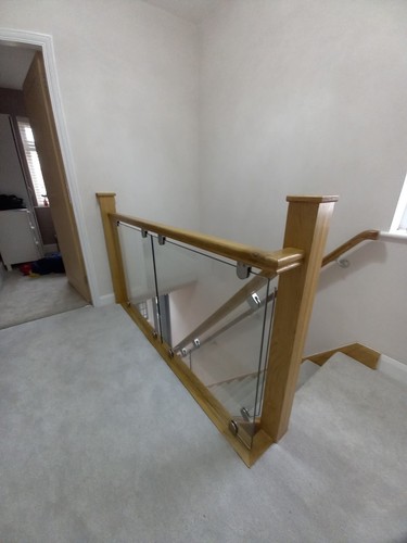 Glass and oak staircase - and,
