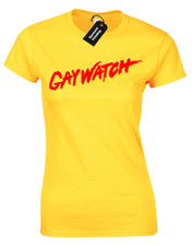 GAYWATCH LADIES T-SHIRT FUNNY BENIDORM BAYWATCH LIFEGUARD FUNNY FANCY DRESS
