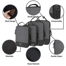 UPADAY Compression Packing Cube Set of 4 Travel Cube For Suitcase-Nylon/ Mesh