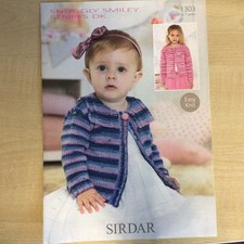 Sirdar Snuggly Smiley Stripes D/K Cardigan Knitting Pattern 1303 0-7yrs