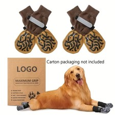 4-Pack Non-Slip Dog Socks with