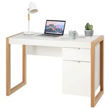 Modern Computer Desk Wooden Laptop Table Workstation W/ Storage Cabinet &Drawers