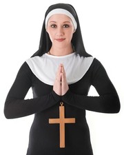 Ladies Nun Kit Headpiece Collar Fancy Dress Costume Halloween Outfit Accessories