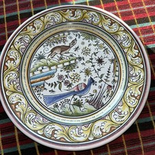 20th Century Vintage Art Ceramic Arcer Coimbra Portugal Hand Painted Plate