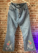 Vintage CHILLI PEPPER- Boho Blue Embroidered Jeans - Ladies - Size 12