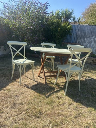 Metal cross back chairs - back, and