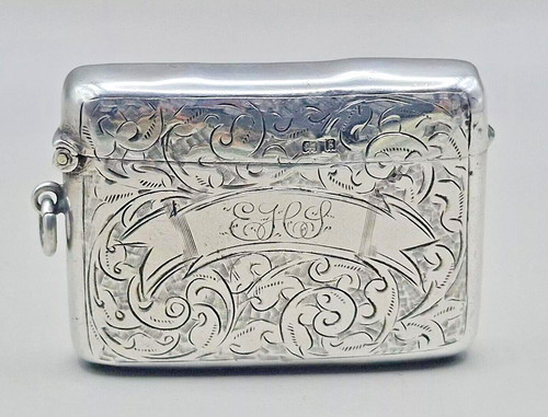 Rare solid silver vesta case - solid,