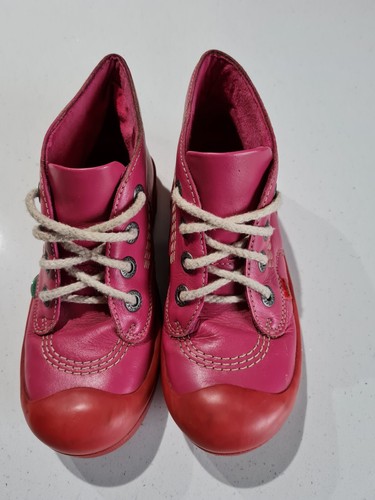 Kickers pink leather - leather, up