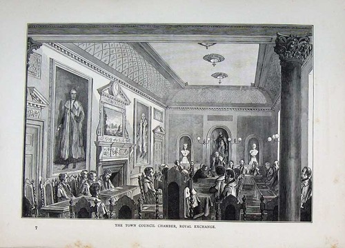 Original old antique print - old,
