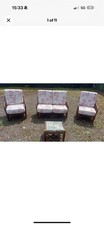 ✨beautiful 80s Vintage Sofa And Two Chairs Wicka Conservatory Set With Stool