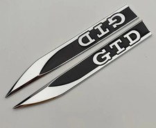 VW GOLF MK7 GTD BADGE WING BLACK/SILVER 2 PACK VWR CADDY TFSI