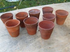 9 x Vintage Hand Thrown Terracotta Small Plant Pots 3.0 to 3.2 inches