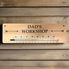 Large Wooden Greenhouse Thermometer & Sign for Shed. Dad Gift