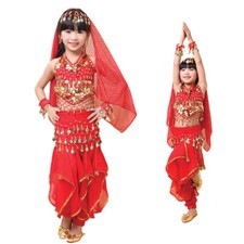 Girls Belly Dance Paillettes Top Harem Pants Suit Indian Theme Party Costume Kid