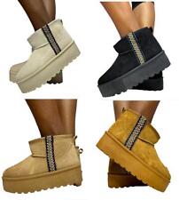 WOMENS LADIES FLAT WARM WINTER FAUX FUR LINED SNUGG ANKLE SHOES BOOTS