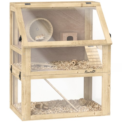 Pawhut wooden hamster cage - cage, w/