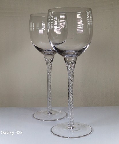 Pair handblown glass wine - handblown,
