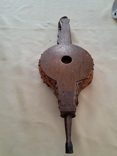 Vintage wood leather bellows - wood, &