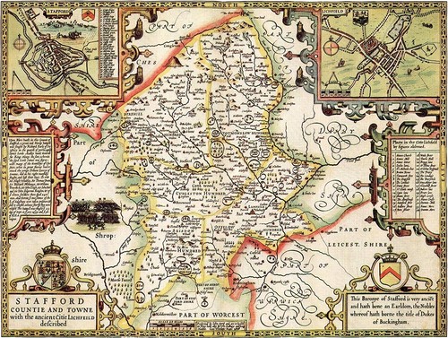 1610 county map staffordshire - 1610,