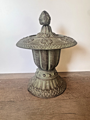 Antique cast iron garden urn - antique,