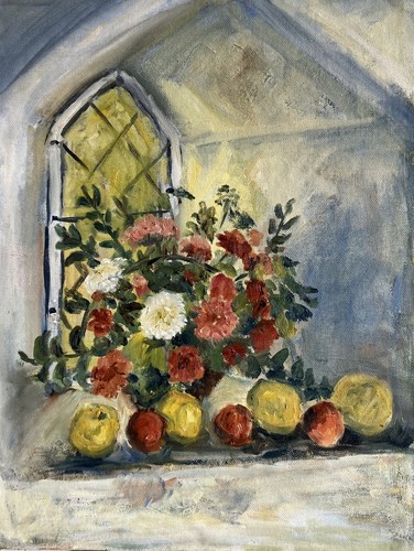 Vintage oil painting harvest - vintage,