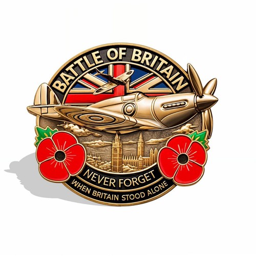 Spitfire red poppy badge - red, 80th