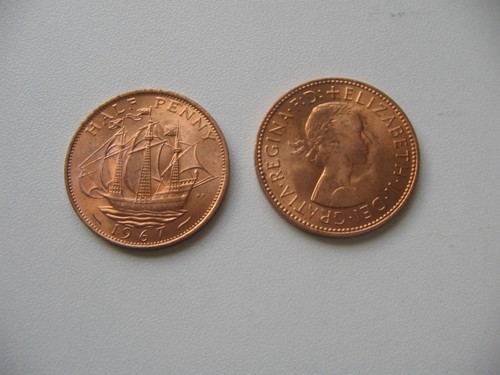 1967 british halfpenny - 1967,
