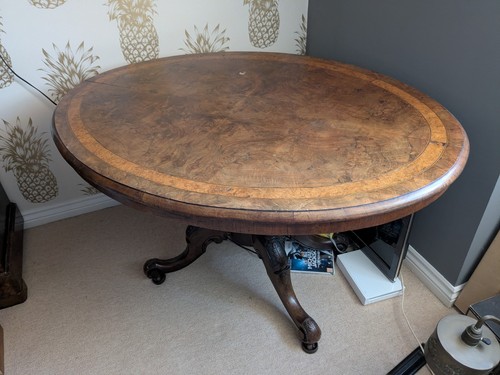 Vintage wooden oval - vintage, table
